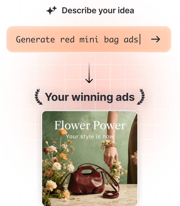 Ad Prompt app interface showing prompt input with coral gradient