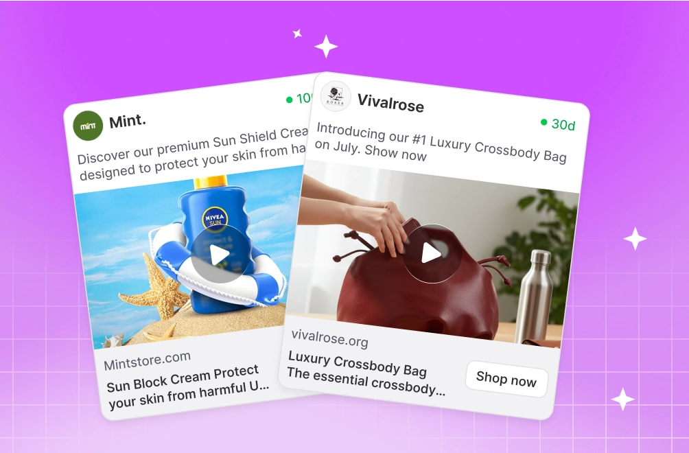 Paid social ads use case showing Facebook and Instagram ad previews