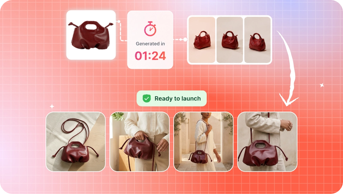 Timer showing product photoshoot completed in minutes