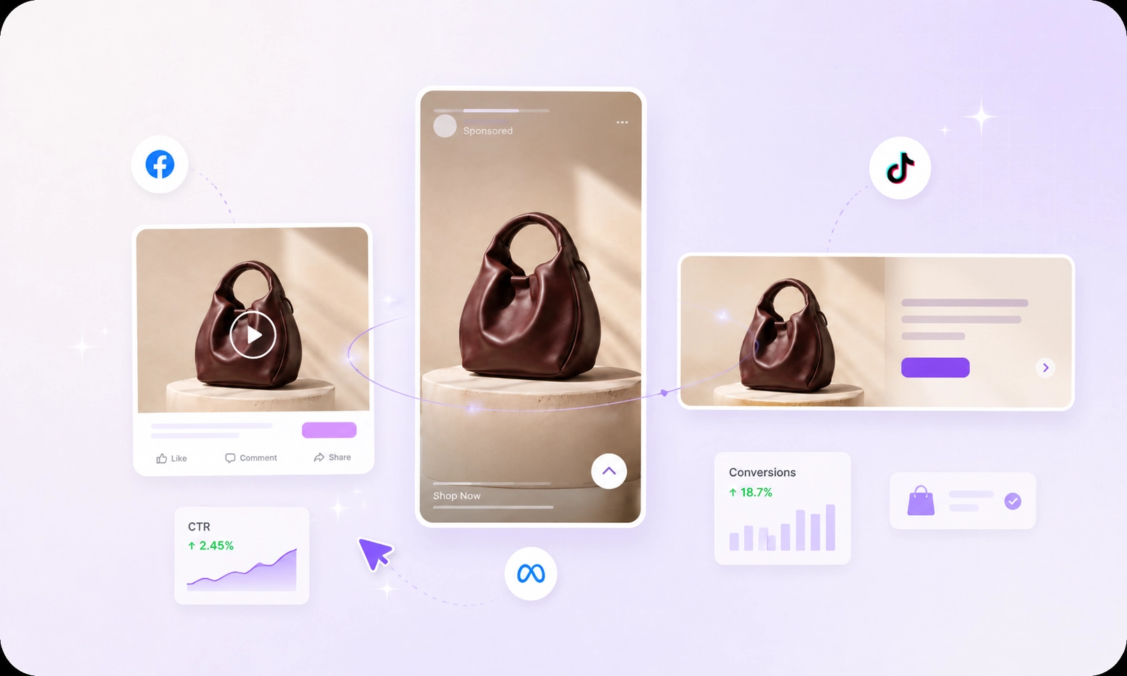 Paid ads: product images for Meta, TikTok, and display campaigns